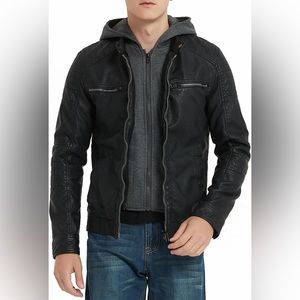 Guess Black/grey leather jacket